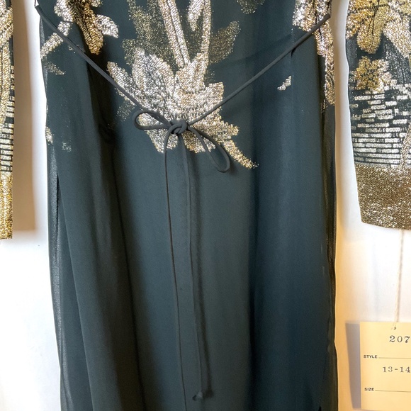 Gold and Silver Metallic Black Sheer Vintage Dress - Picture 4 of 9